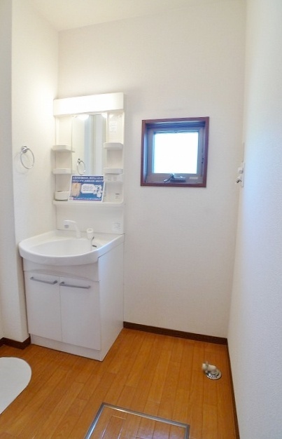 身支度に便利なシャワー付きの洗面化粧台。