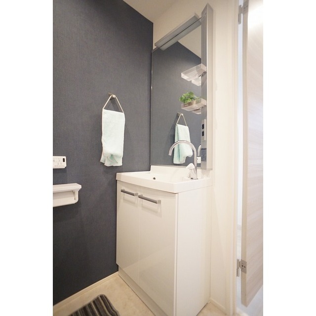 身支度には欠かせない独立洗面台