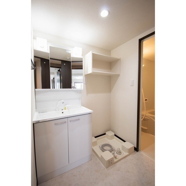 三面鏡シャワー付き洗面台